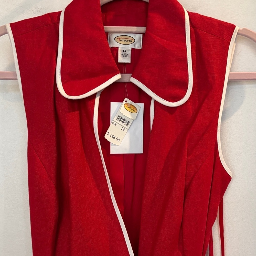 Talbots Red Dress with White Piping